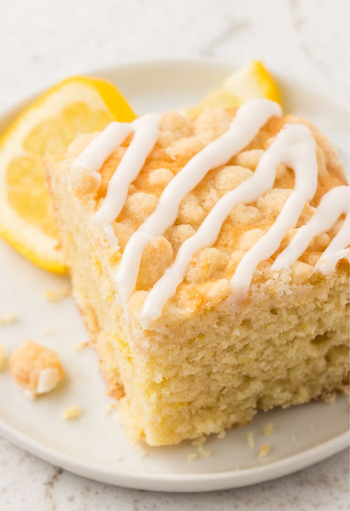A piece of lemon coffee cake