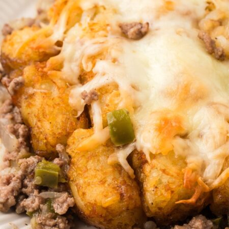 A serving of the tater tot casserole