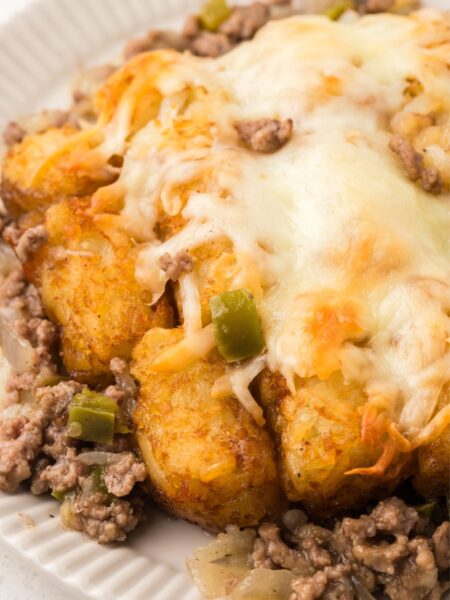 A serving of the tater tot casserole