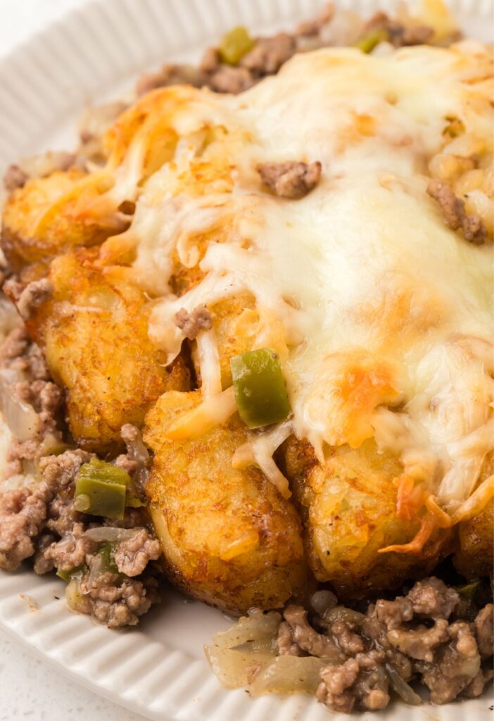 A serving of the tater tot casserole
