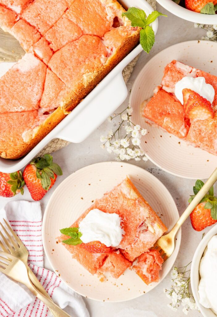 Top view of a serving of cake