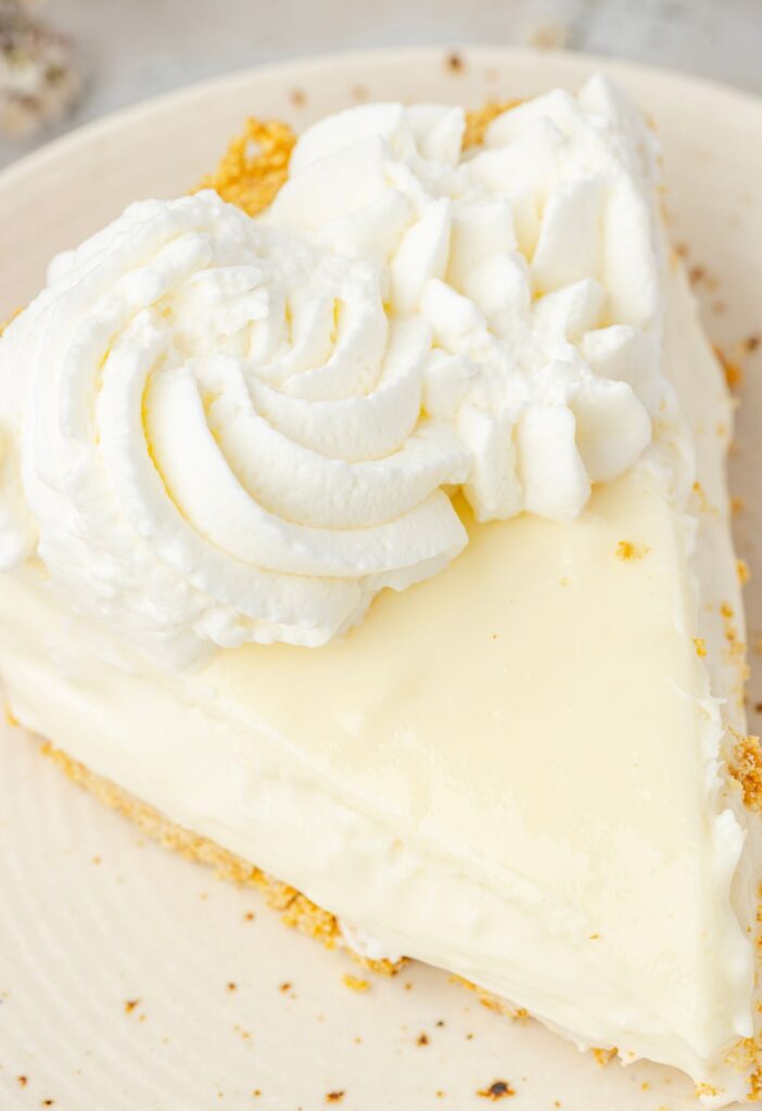 A slice of the no bake cheesecake
