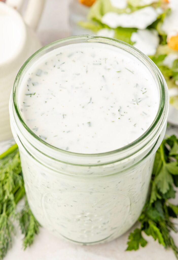 A jar of ranch dressing