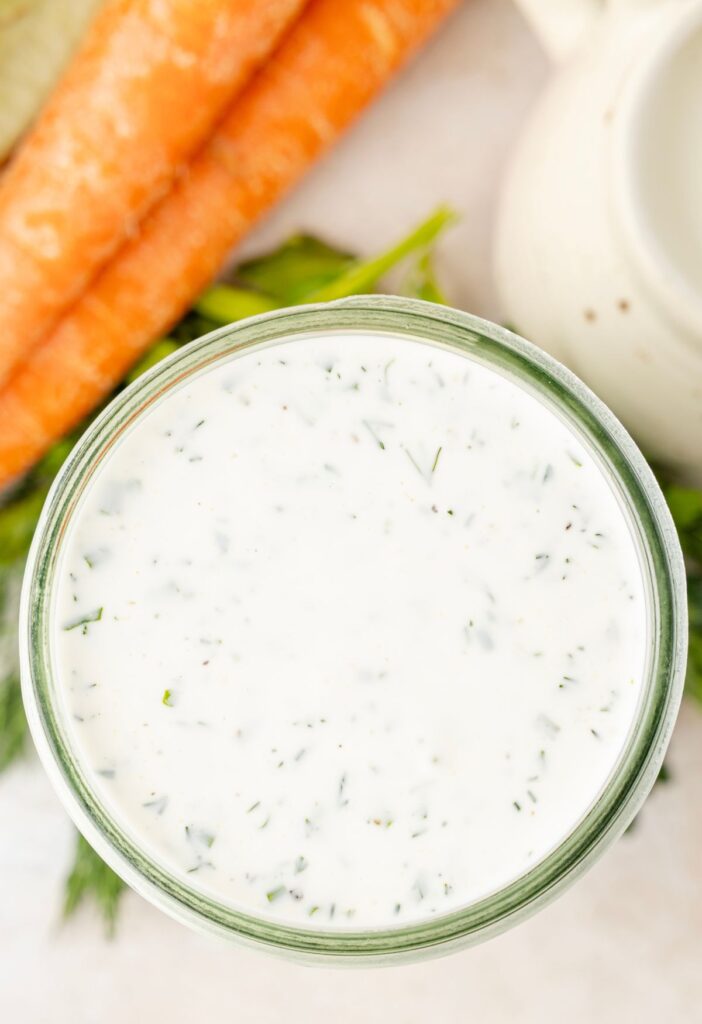 Top view of the jar of ranch dressing