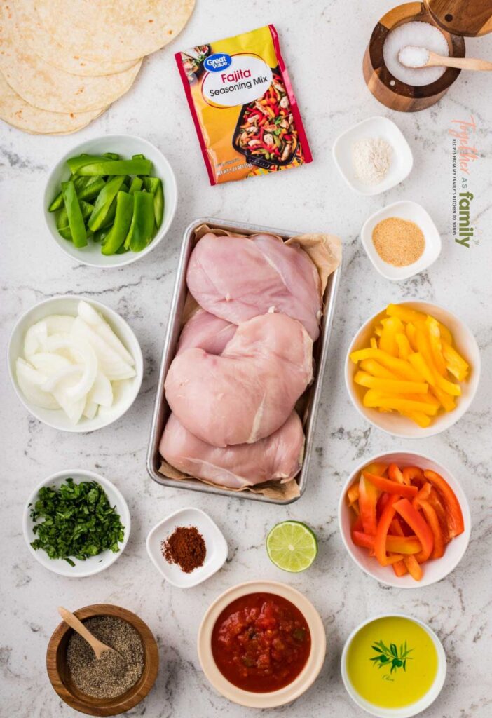 Ingredients for the chicken fajitas made in the slow cooker