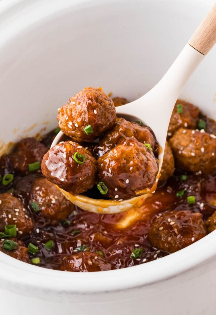 A scoop of the meatballs