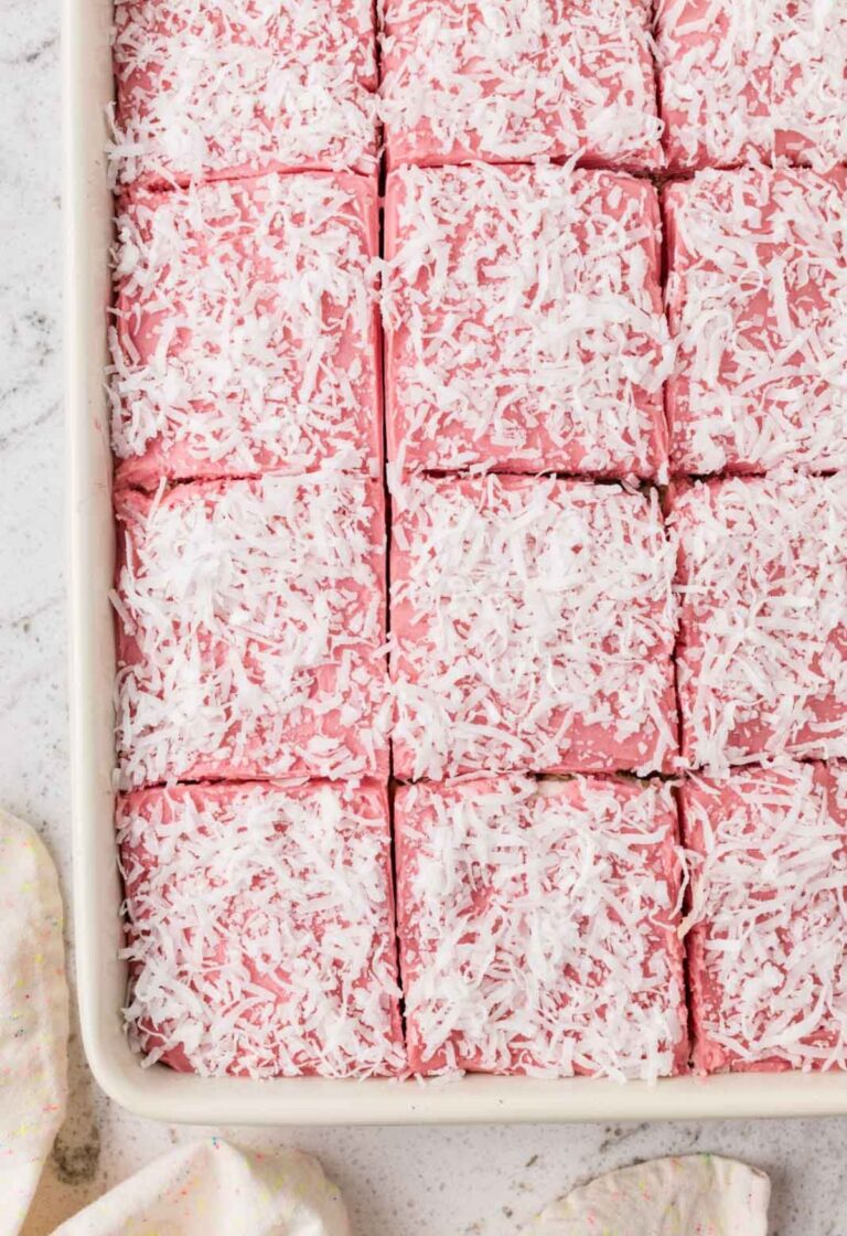 Top of the cake cut into slices