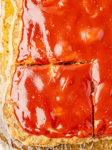 Sheet pan meatloaf with a glaze