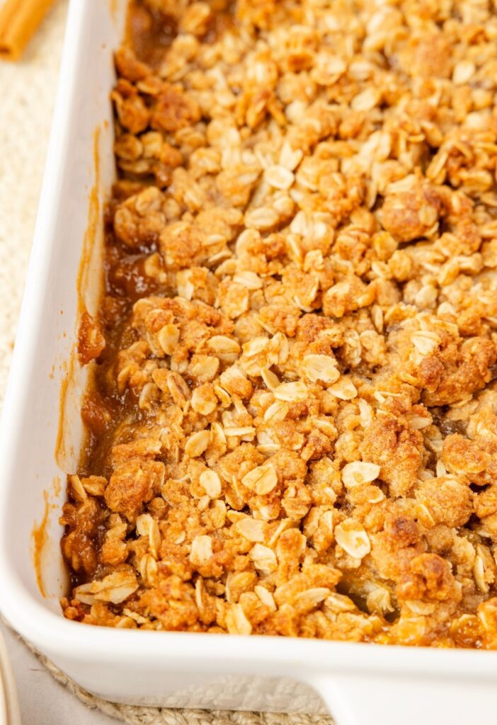 Pan of the applesauce apple crisp