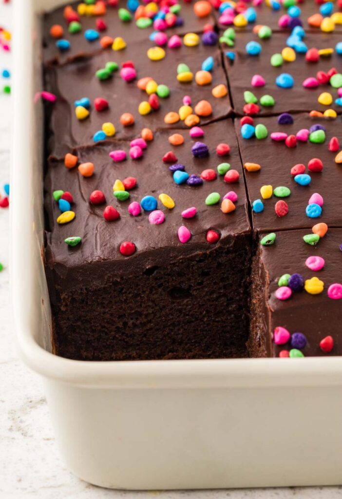 Side view of the chocolate cake