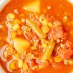 A bowl of hamburger soup