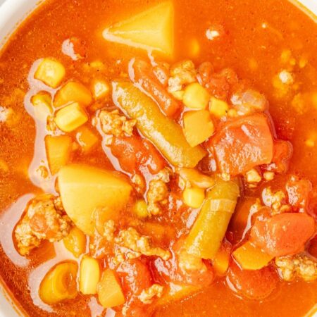A bowl of hamburger soup