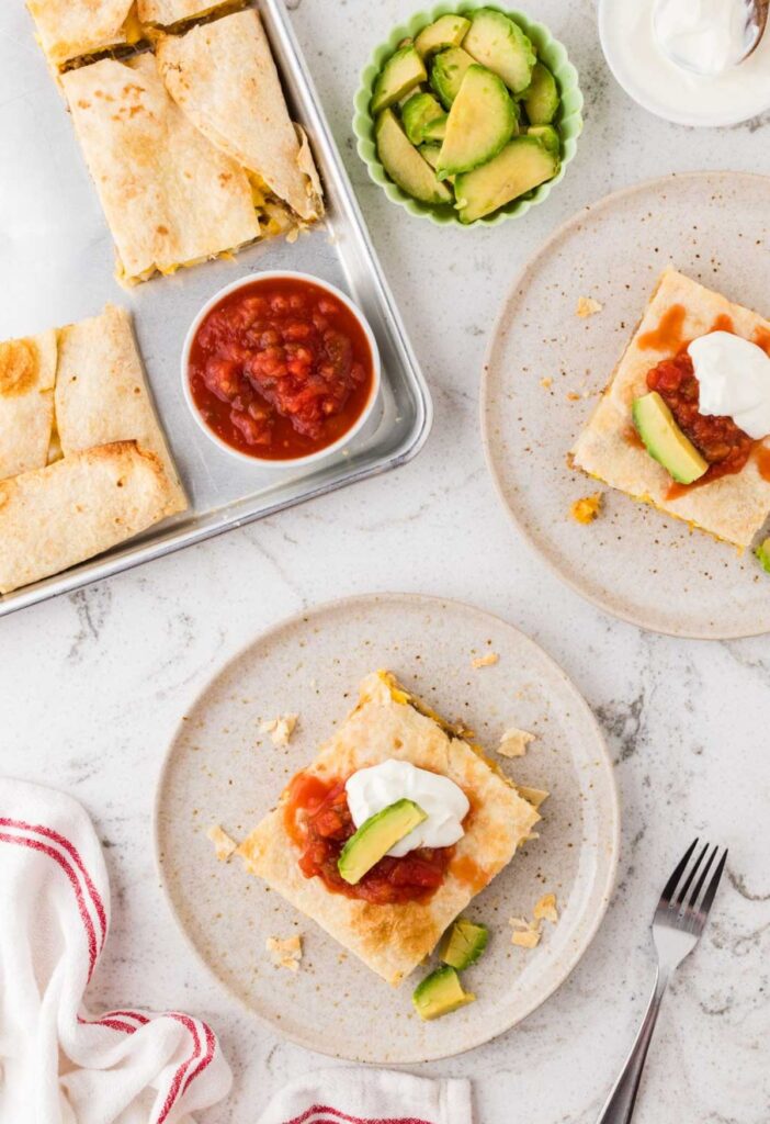 Top view of the breakfast quesadilla