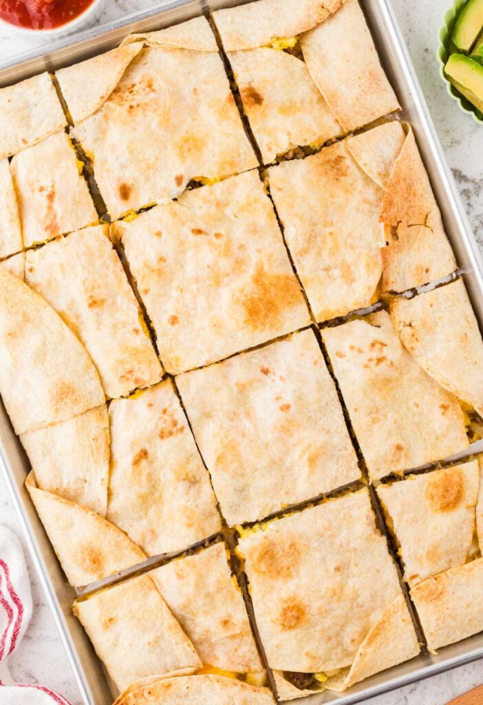 Top view of the breakfast quesadilla