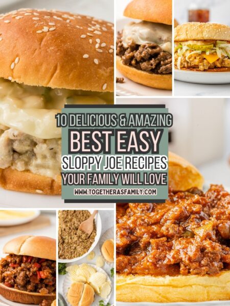 A graphic with sloppy joes on it in this recipe round up of the 10 best sloppy Joe recipes