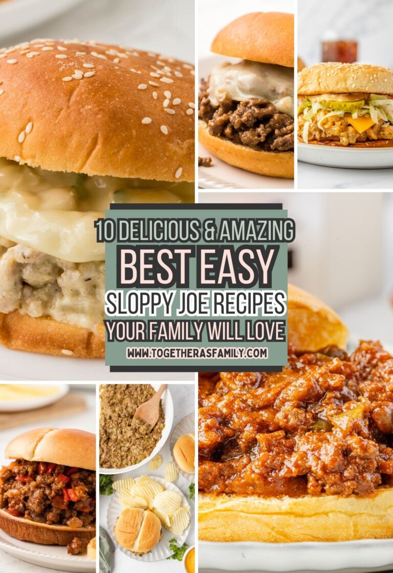 A graphic with sloppy joes on it in this recipe round up of the 10 best sloppy Joe recipes