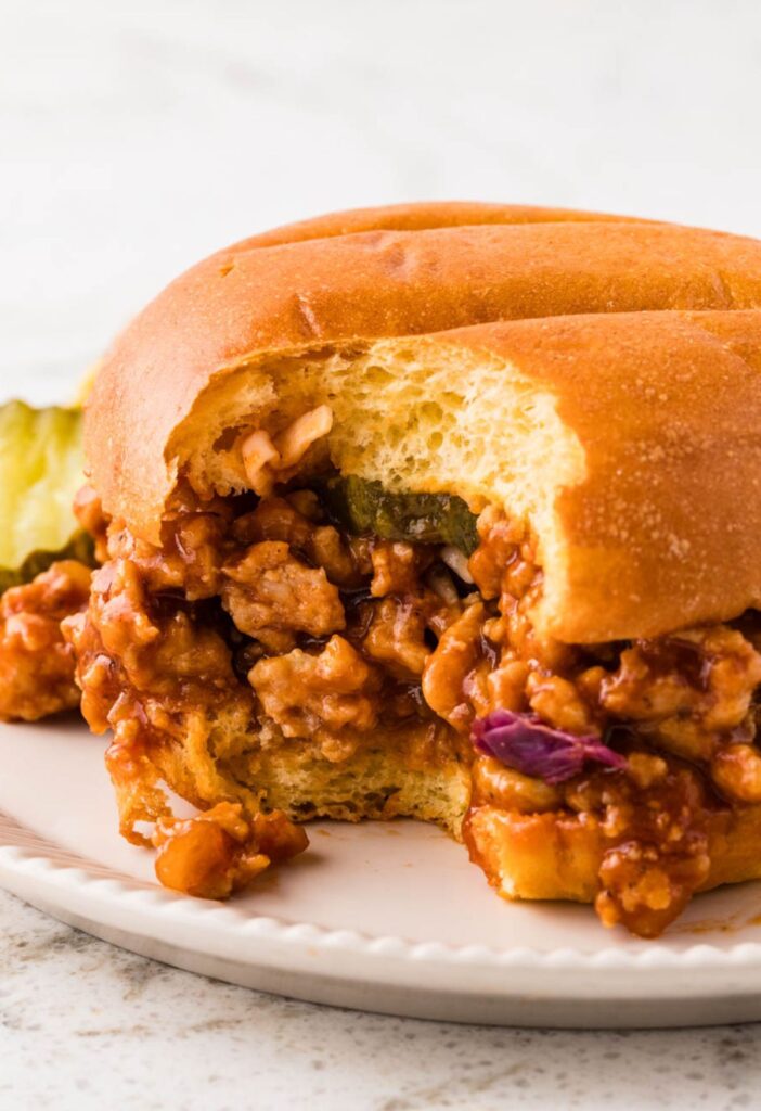 hero photo of the ground chicken sloppy Joe