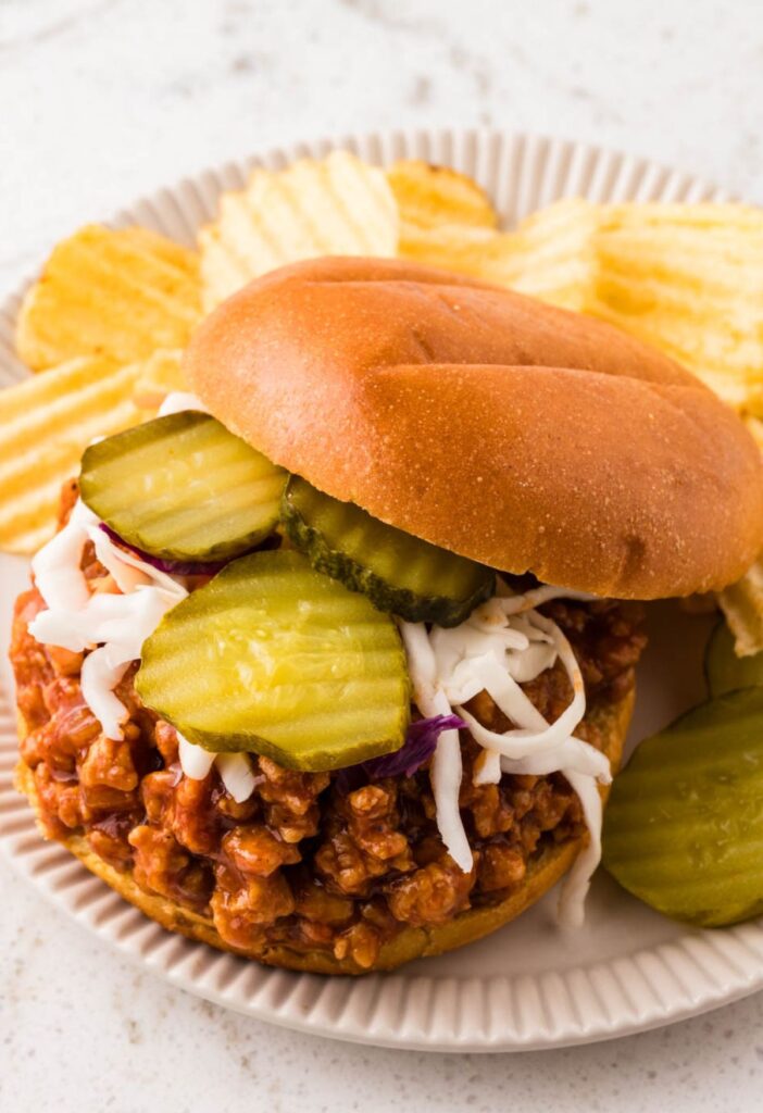 hero photo of the ground chicken sloppy Joe