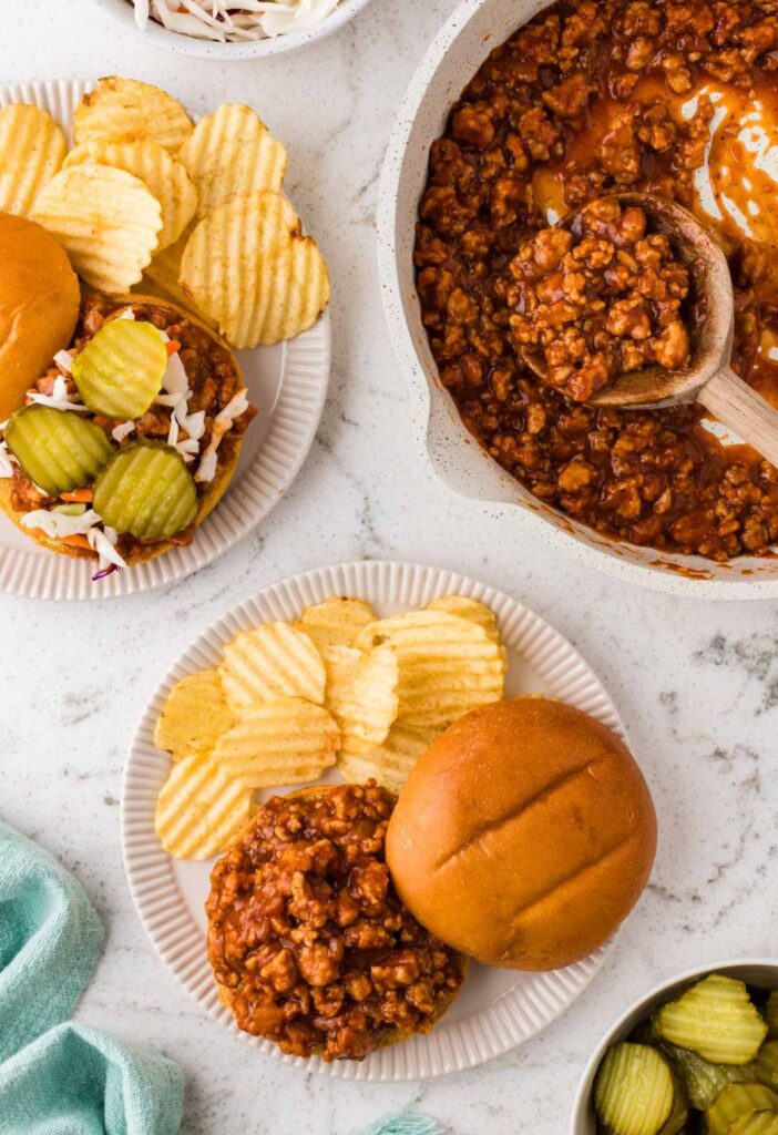 hero photo of the ground chicken sloppy Joe