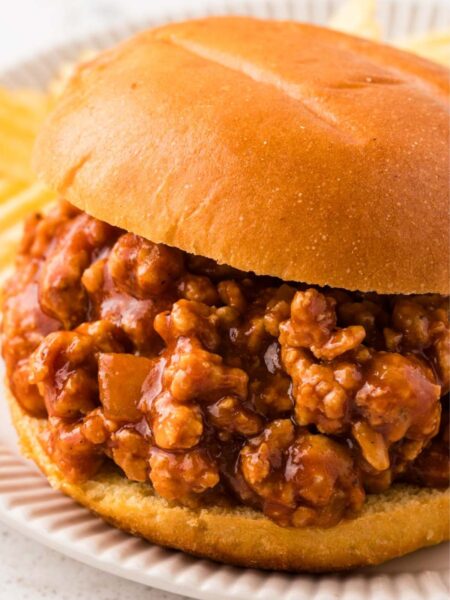 hero photo of the ground chicken sloppy Joe