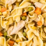 Close up of pot pie noodles