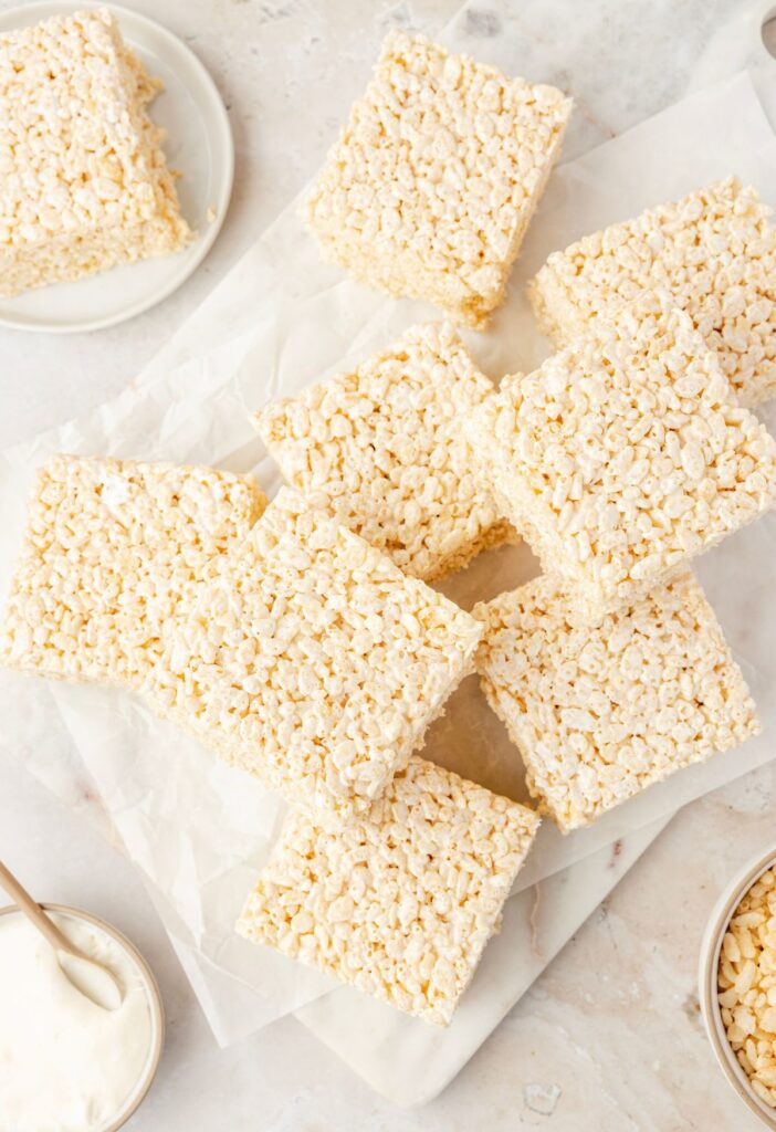 Top view of the ready to eat Rice Krispie treats