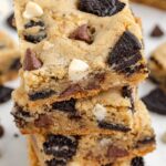 A stack of the Oreo cookie bars