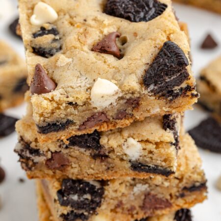 A stack of the Oreo cookie bars