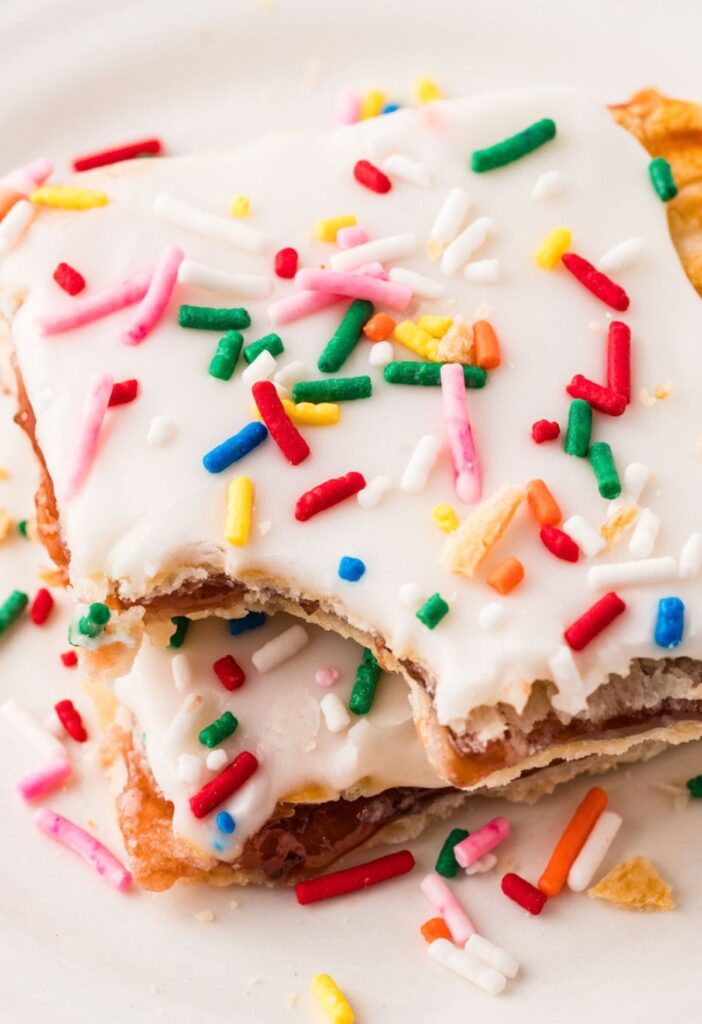 Stack of pop tarts with strawberry filling